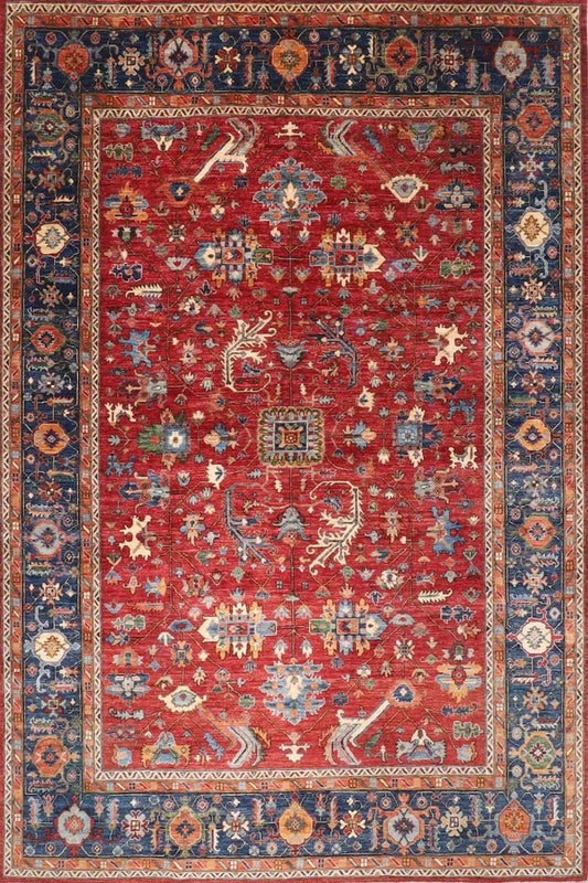 275 x 356 cm | Red Oriental Afghan Tribal Hand Knotted Carpet