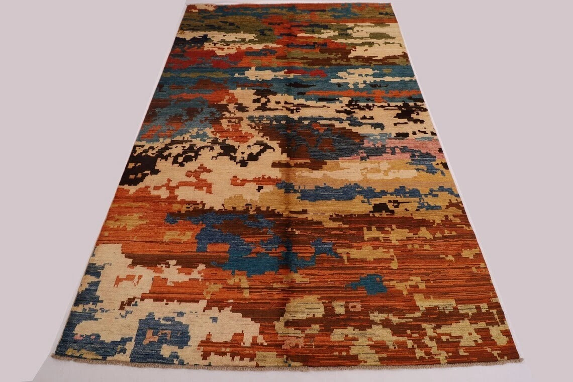 197 x 298 cm | Abstract Afghan Tribal Hand Knotted Carpet
