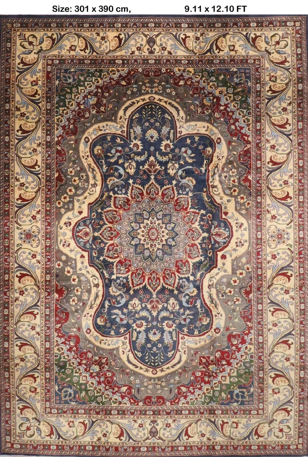 301 x 390 cm | Heriz Afghan Tribal Hand Knotted Carpet