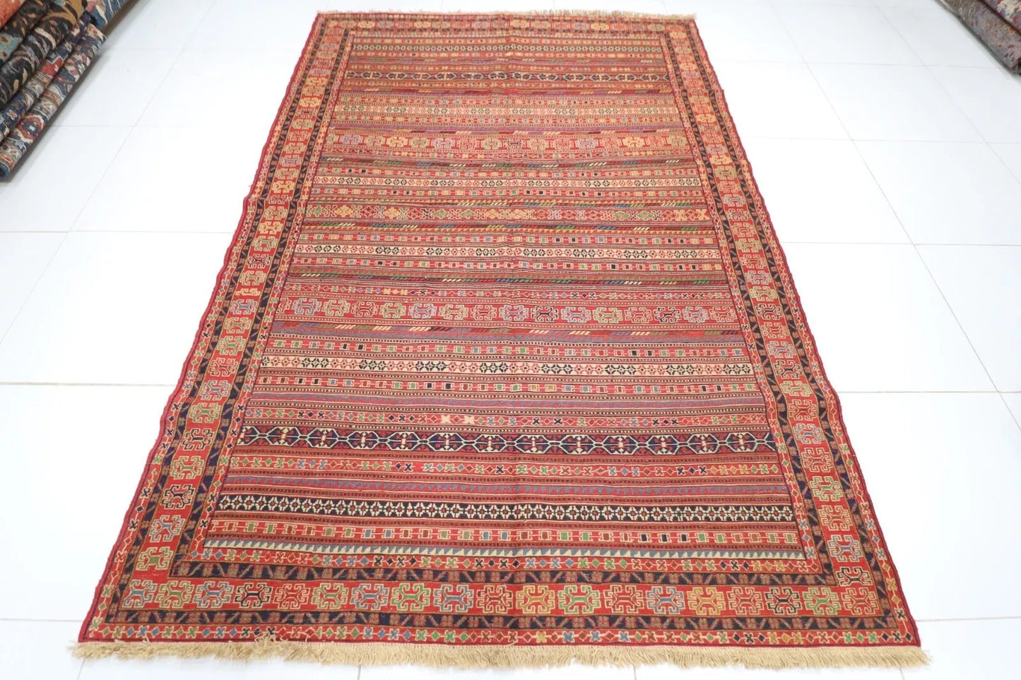 193 x 283 cm | Sumak Kilim Flat Weaved Afghan Tribal Hand Knotted Wool Kilim