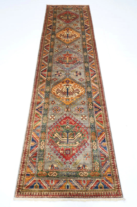 79 x 293 cm | Kazak Afghan Tribal Hand Knotted Wool Runner