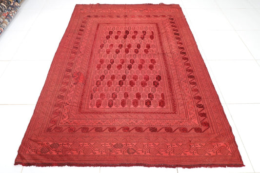 185 x 246 cm | Over Dye Afghan Tribal Hand Knotted Veg Dye Wool Carpet