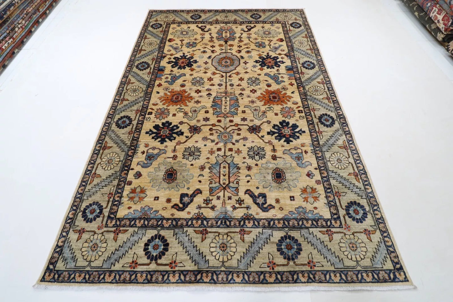 180 x 278 cm |  Bidjar Beige Afghan Tribal Hand Knotted Veg Dye Wool carpet