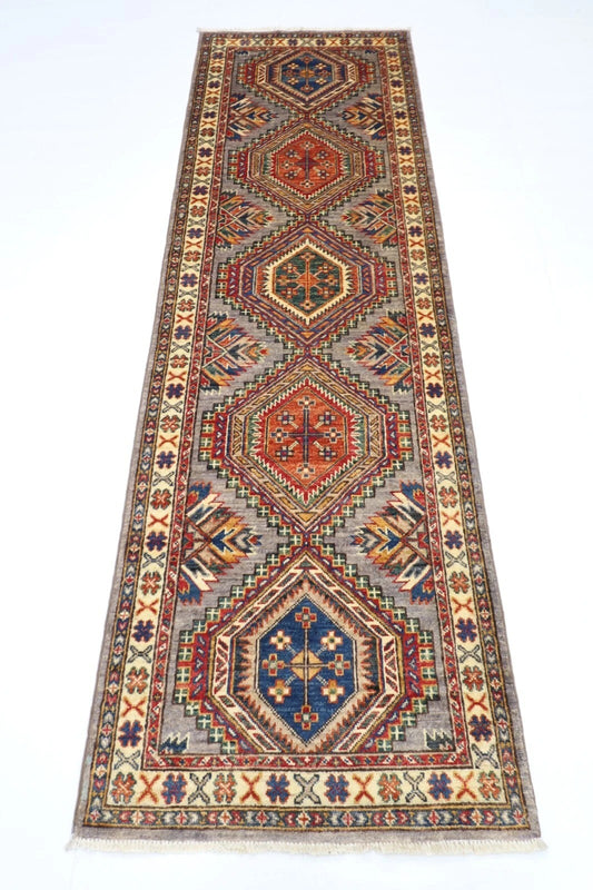75 x 242 cm | Kazak Afghan Tribal Hand Knotted Wool Runner