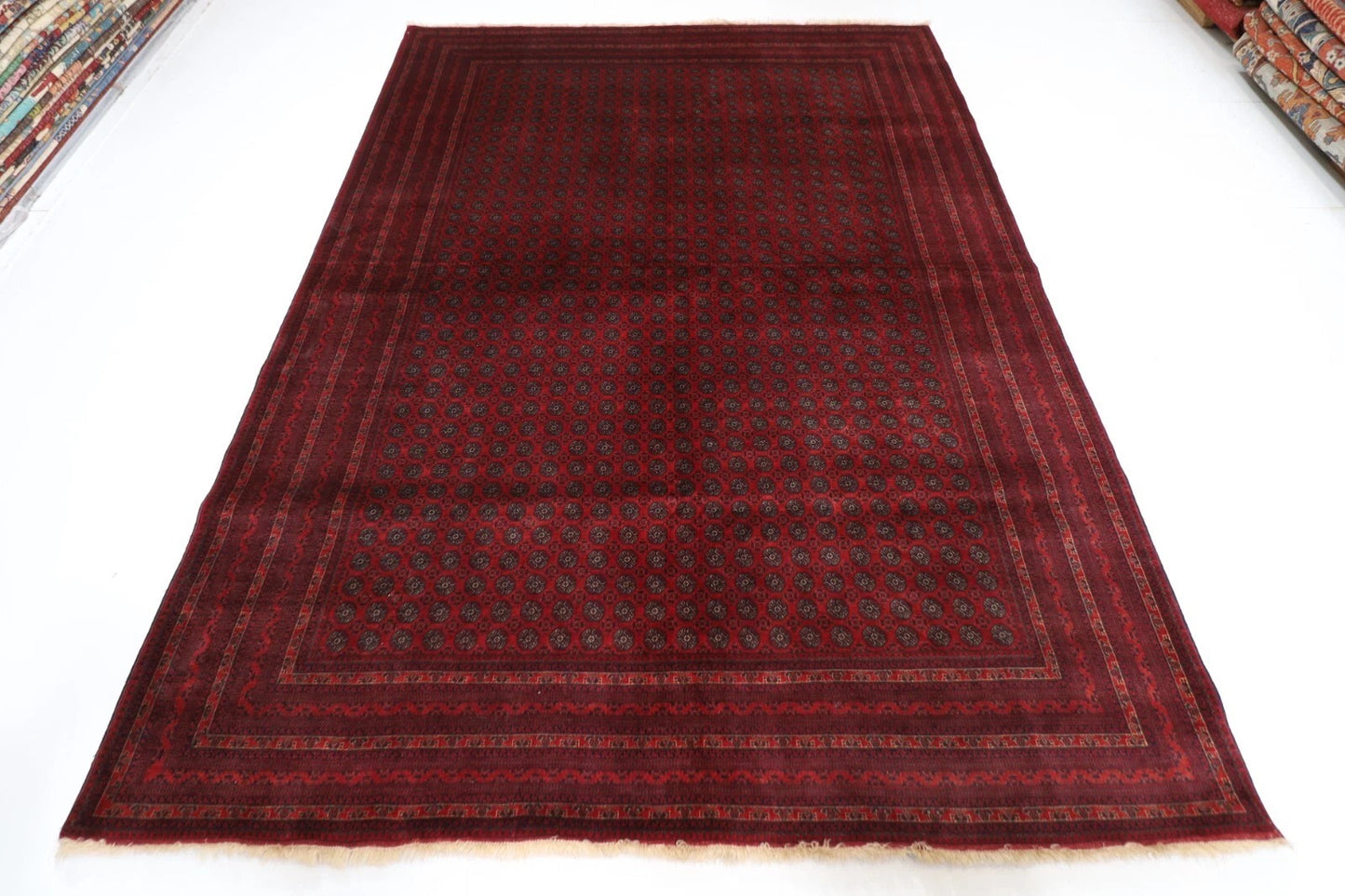 206 x 286 cm | Fine Mori Bokhara Afghan Tribal Hand Knotted Carpet
