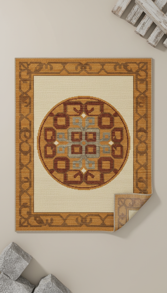 Saffron Ochre Medallion Rug