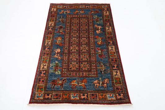 100 x 153 cm | Animal Tribal Area Rug Afghan Hand Knotted veg Dye Wool carpet - ART WOOL CARPET
