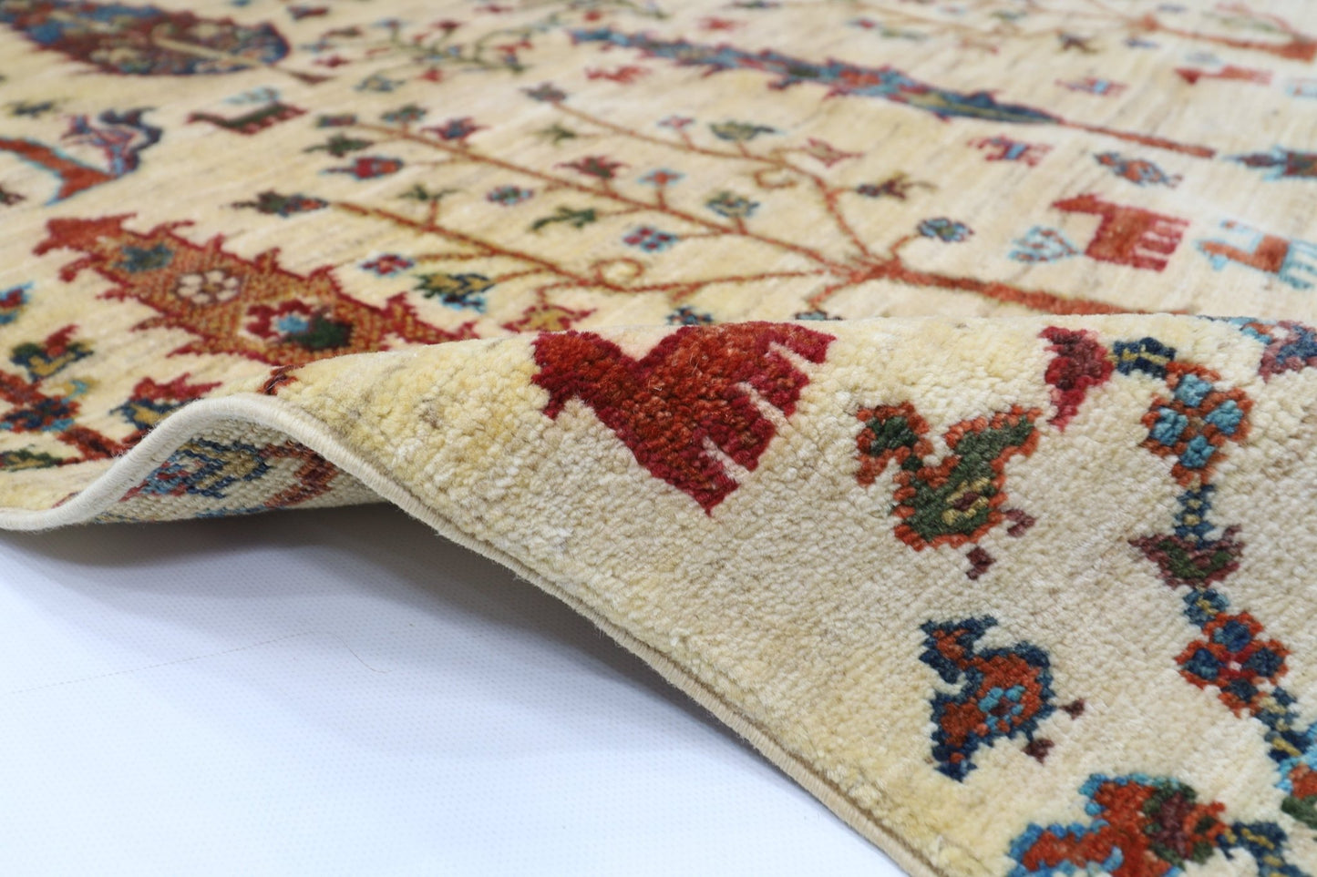102 x 147 cm | Tree of life Oriental Area Rug Afghan Hand Knotted Veg Dye Wool carpet - ART WOOL CARPET