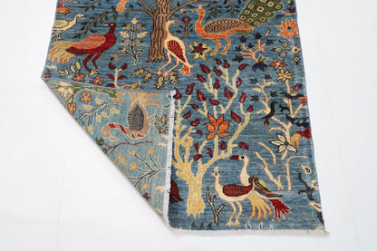 102 x 152 cm | Tribal Birds Area Rug Afghan Hand Knotted veg Dye Wool carpet - ART WOOL CARPET