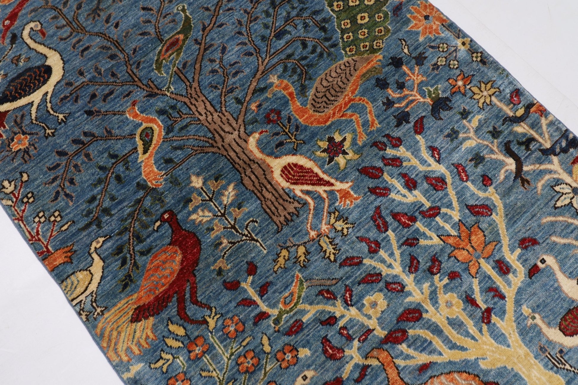 102 x 152 cm | Tribal Birds Area Rug Afghan Hand Knotted veg Dye Wool carpet - ART WOOL CARPET