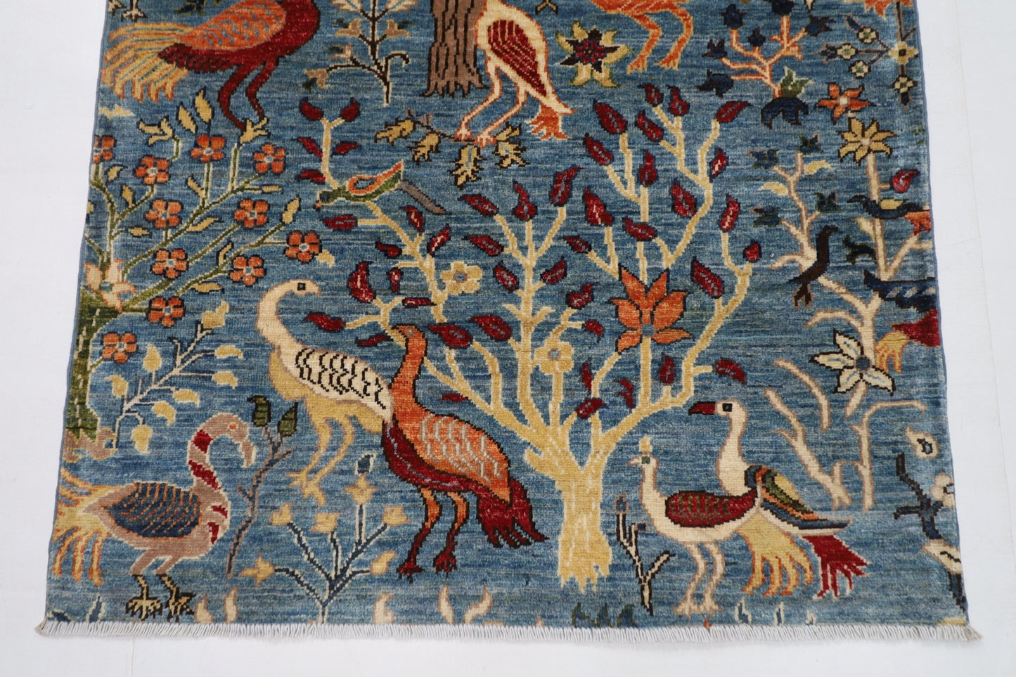 102 x 152 cm | Tribal Birds Area Rug Afghan Hand Knotted veg Dye Wool carpet - ART WOOL CARPET
