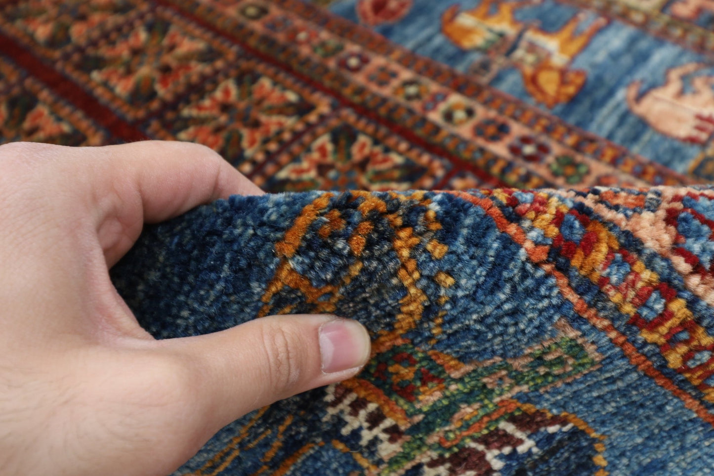 103 x 151 cm | Tribal Animal Area Rug Afghan Hand Knotted veg Dye Wool carpet - ART WOOL CARPET