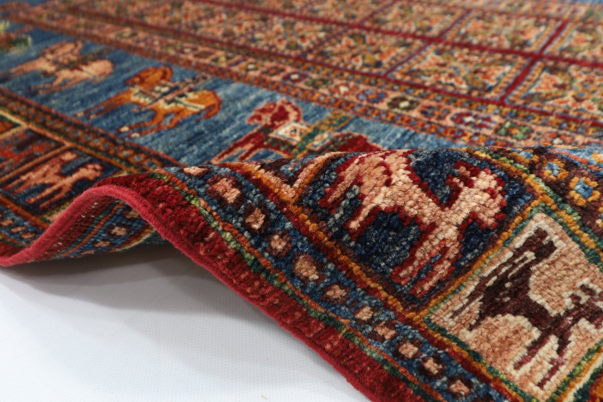103 x 151 cm | Tribal Animal Area Rug Afghan Hand Knotted veg Dye Wool carpet - ART WOOL CARPET