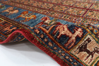 103 x 151 cm | Tribal Animal Area Rug Afghan Hand Knotted veg Dye Wool carpet - ART WOOL CARPET