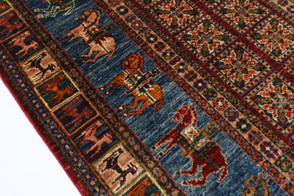 103 x 151 cm | Tribal Animal Area Rug Afghan Hand Knotted veg Dye Wool carpet - ART WOOL CARPET