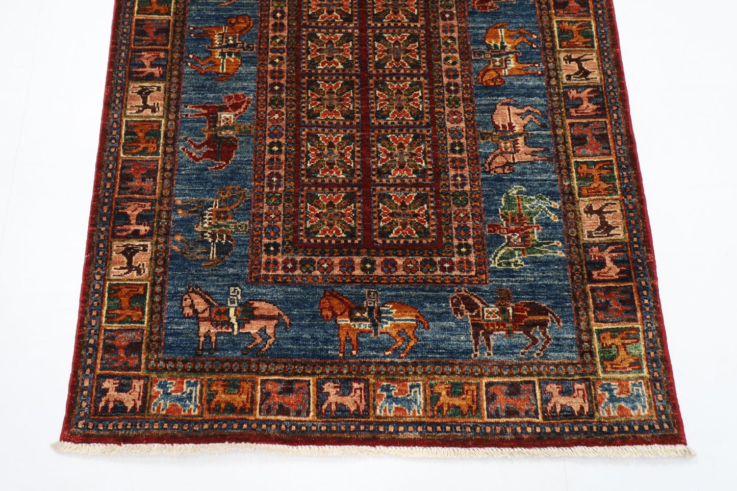 103 x 151 cm | Tribal Animal Area Rug Afghan Hand Knotted veg Dye Wool carpet - ART WOOL CARPET