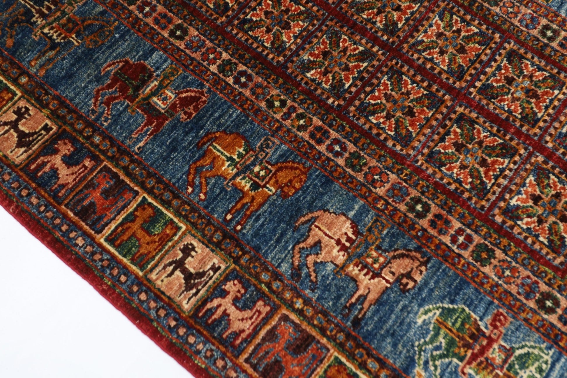103 x 152 cm | Tribal Animal Area Rug Afghan Hand Knotted veg Dye Wool carpet - ART WOOL CARPET
