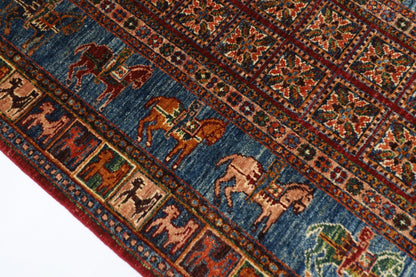 103 x 152 cm | Tribal Animal Area Rug Afghan Hand Knotted veg Dye Wool carpet - ART WOOL CARPET