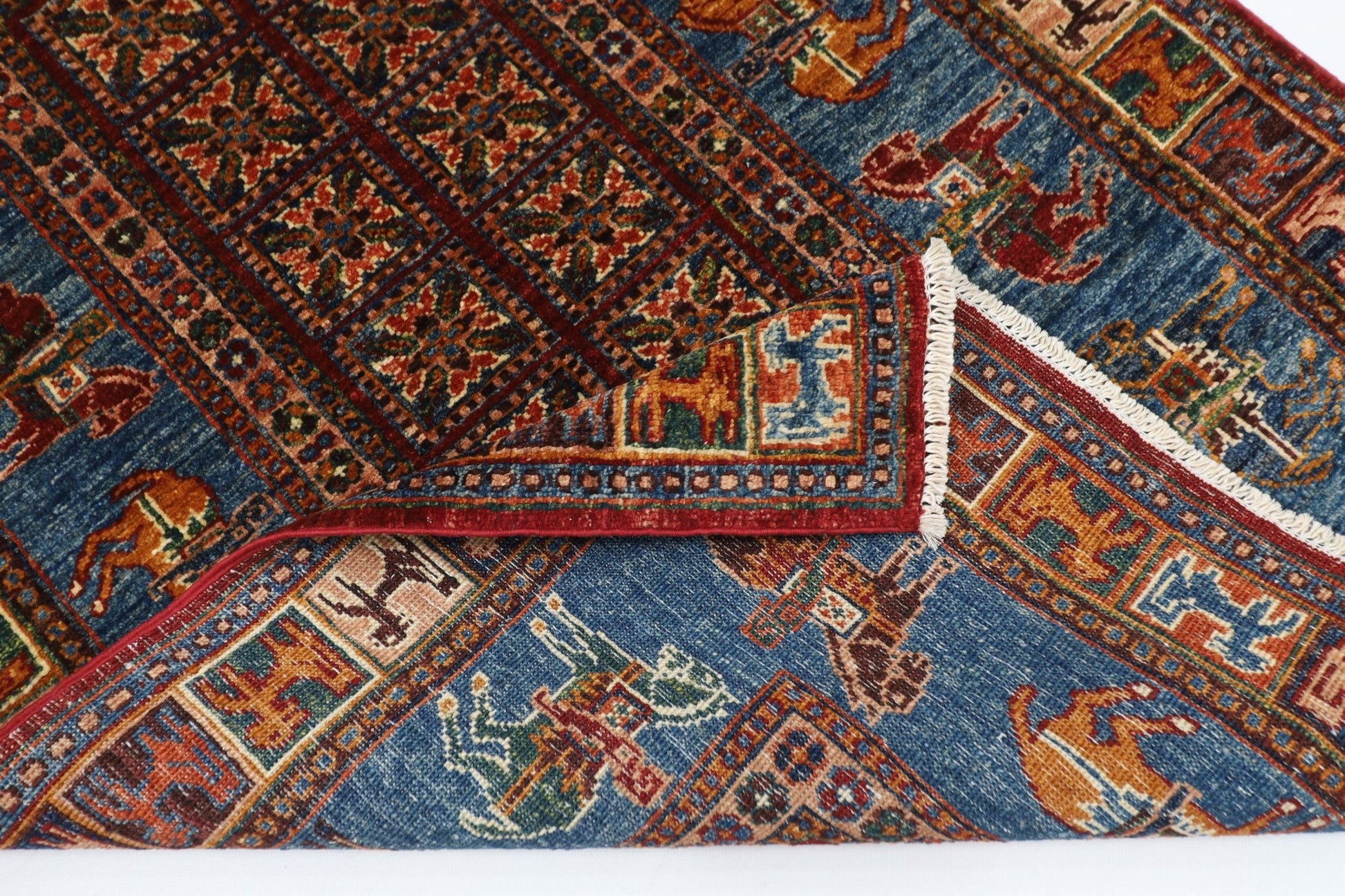103 x 152 cm | Tribal Animal Area Rug Afghan Hand Knotted veg Dye Wool carpet - ART WOOL CARPET