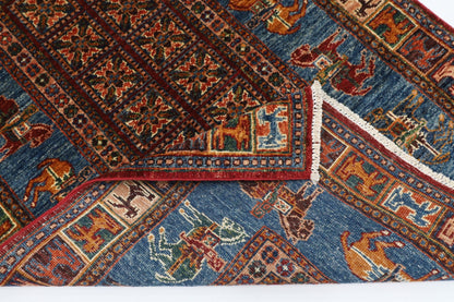 103 x 152 cm | Tribal Animal Area Rug Afghan Hand Knotted veg Dye Wool carpet - ART WOOL CARPET