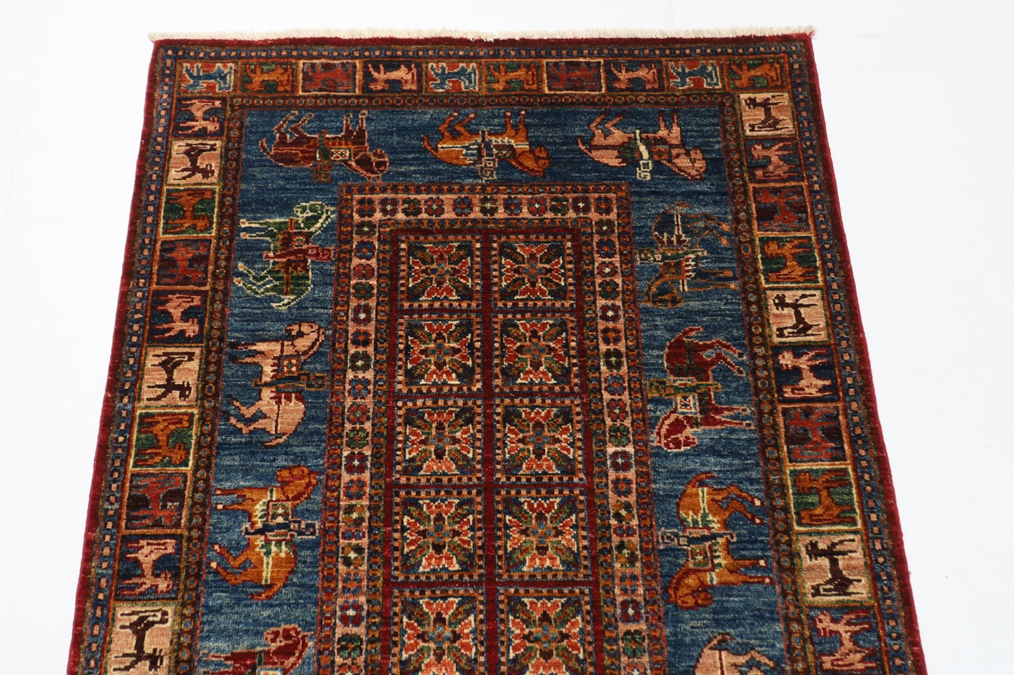 103 x 152 cm | Tribal Animal Area Rug Afghan Hand Knotted veg Dye Wool carpet - ART WOOL CARPET
