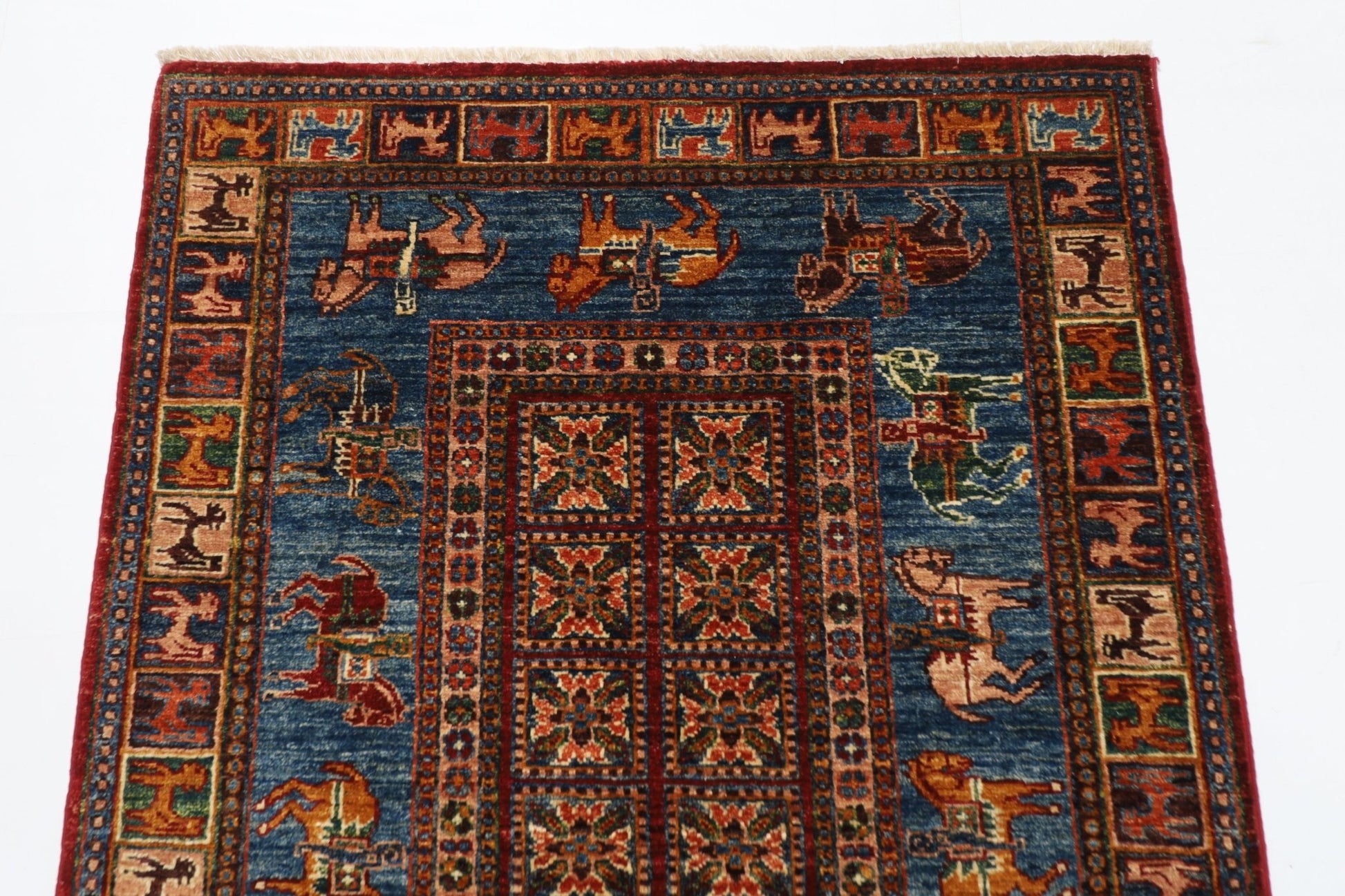 103 x 152 cm | Tribal Animal Area Rug Afghan Hand Knotted veg Dye Wool carpet - ART WOOL CARPET