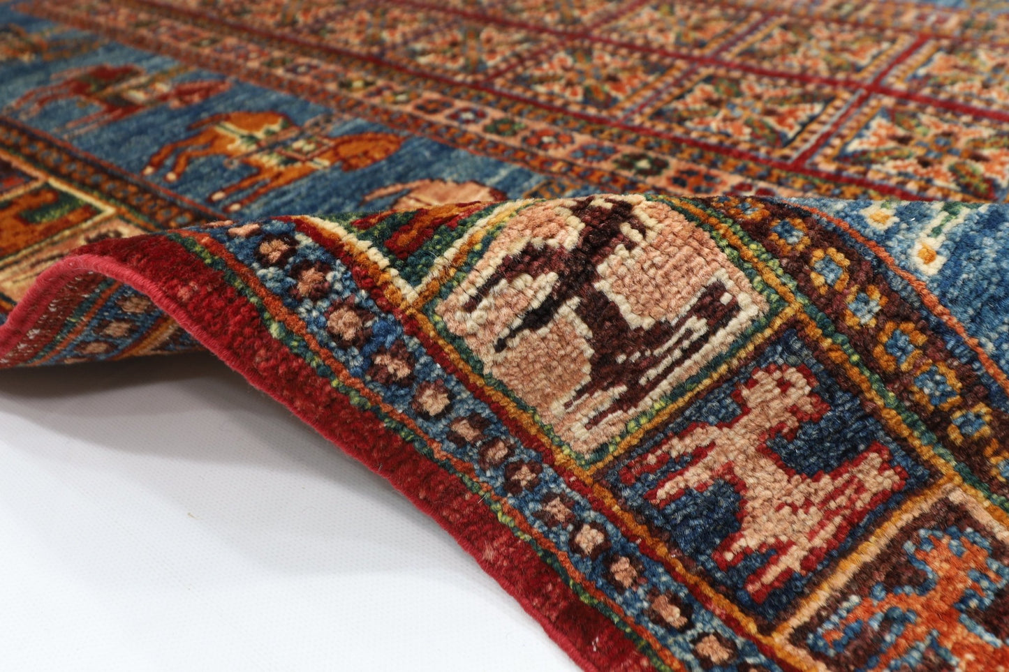 103 x 152 cm | Tribal Animal Area Rug Afghan Hand Knotted veg Dye Wool carpet - ART WOOL CARPET