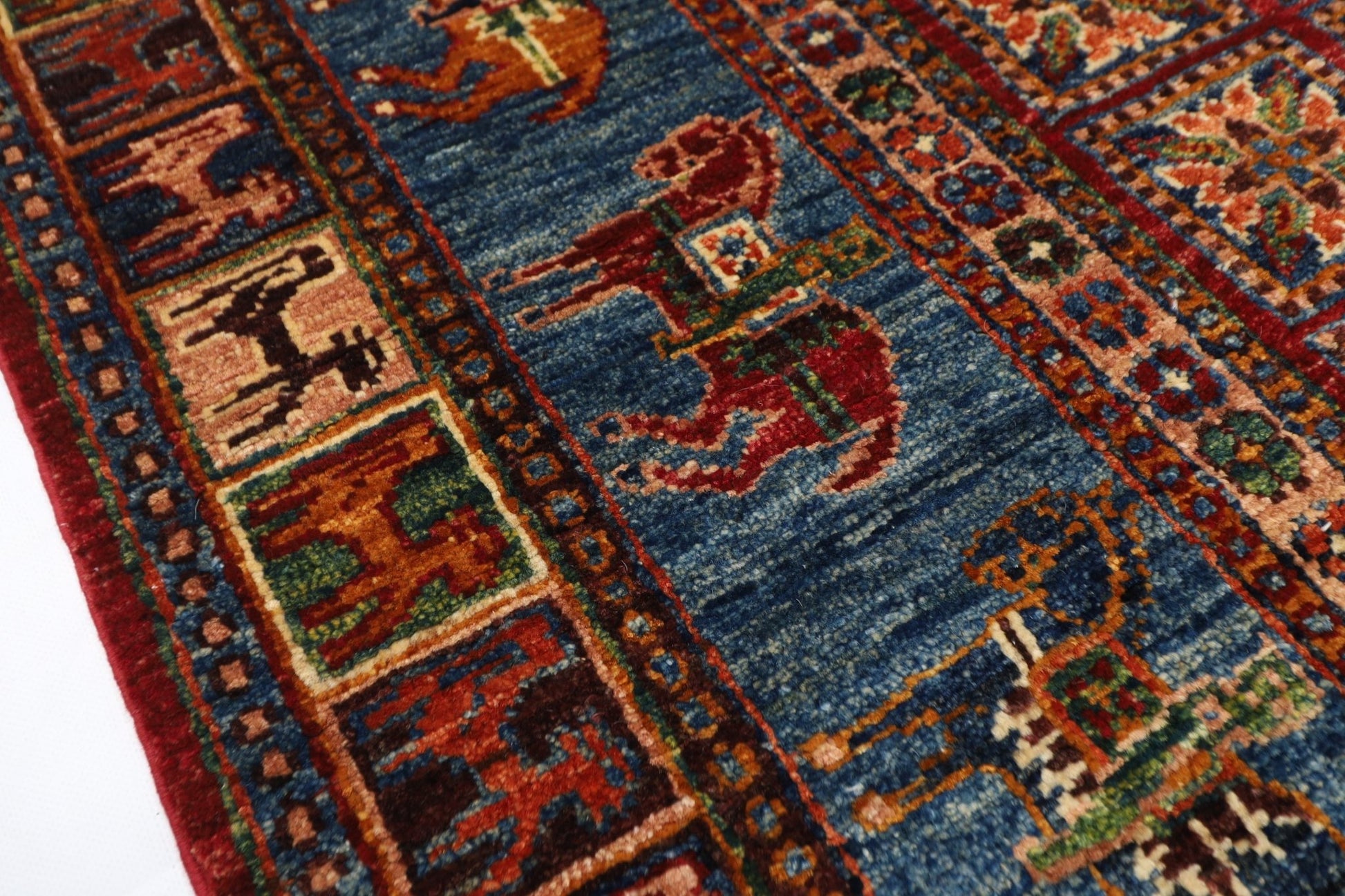 103 x 152 cm | Tribal Animal Area Rug Afghan Hand Knotted veg Dye Wool carpet - ART WOOL CARPET