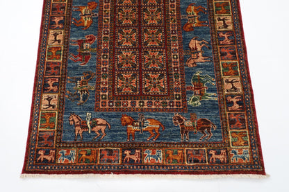 103 x 152 cm | Tribal Animal Area Rug Afghan Hand Knotted veg Dye Wool carpet - ART WOOL CARPET