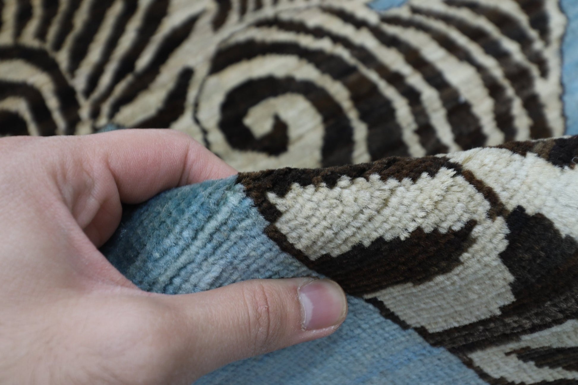 103 x 154 cm | Tiger Blue Oriental Area Rug Afghan Hand Knotted Veg Dye Wool carpet - ART WOOL CARPET