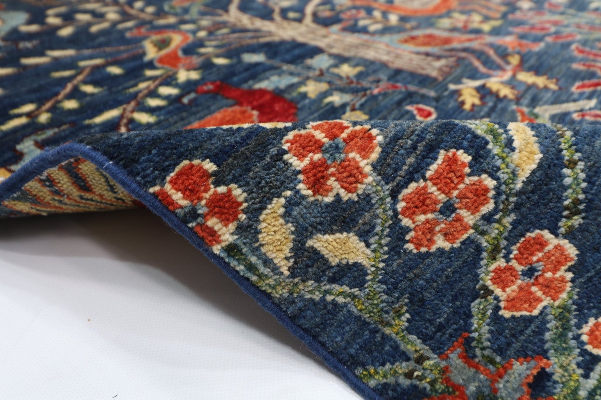104 x 147 cm | Birds blue Oriental Area Rug Afghan Hand Knotted Veg Dye Wool carpet - ART WOOL CARPET