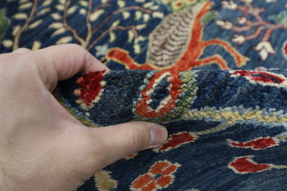 104 x 147 cm | Birds blue Oriental Area Rug Afghan Hand Knotted Veg Dye Wool carpet - ART WOOL CARPET