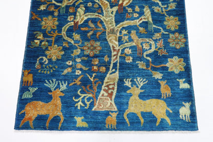 104 x 150 cm | Oriental Animal Area Rug Afghan Hand Knotted Veg Dye Wool carpet - ART WOOL CARPET
