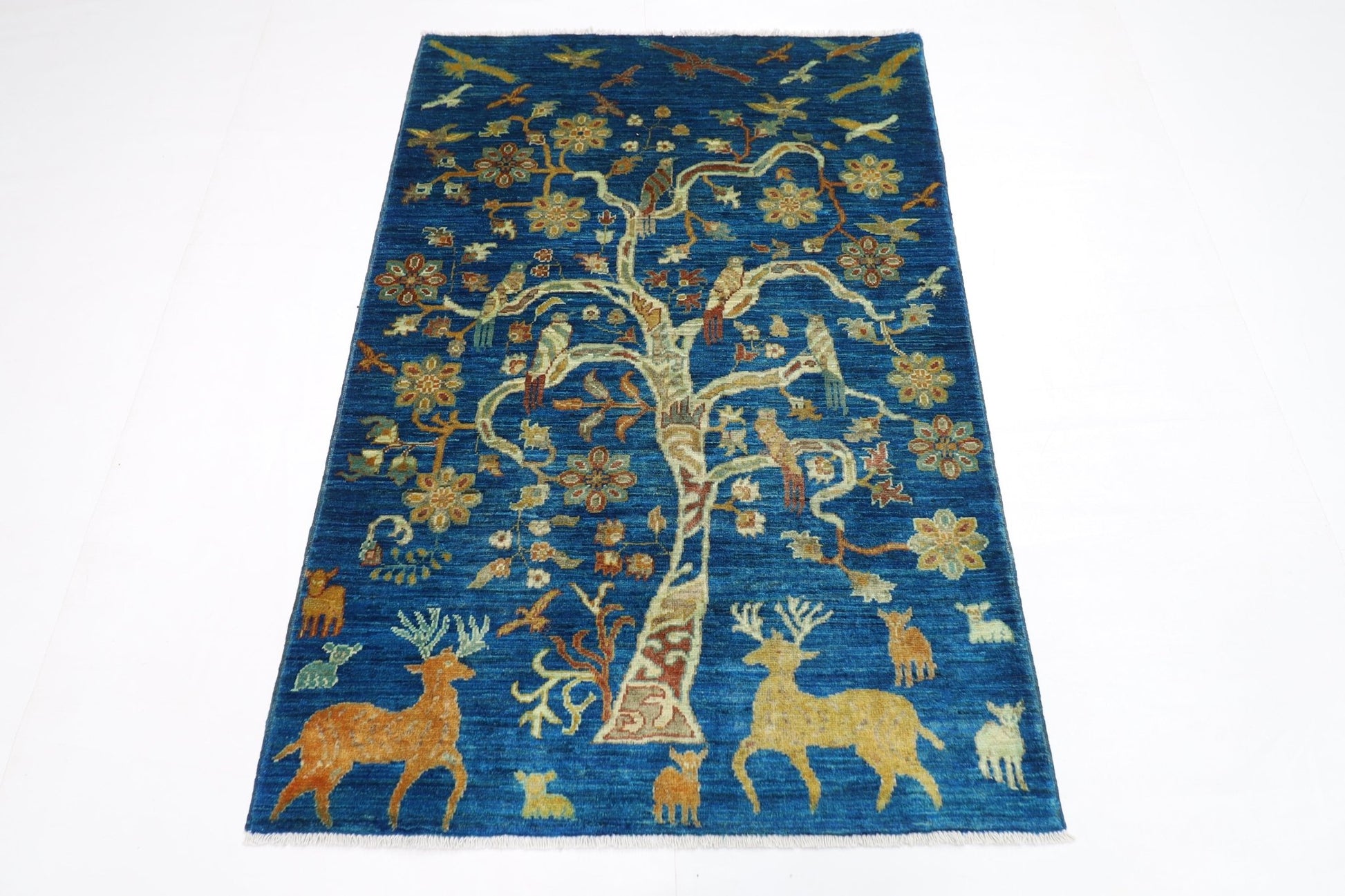 104 x 150 cm | Oriental Animal Area Rug Afghan Hand Knotted Veg Dye Wool carpet - ART WOOL CARPET