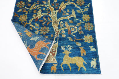 104 x 150 cm | Oriental Animal Area Rug Afghan Hand Knotted Veg Dye Wool carpet - ART WOOL CARPET