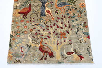 105 x 153 cm | Birds Oriental Area Rug Afghan Hand Knotted Veg Dye Wool carpet - ART WOOL CARPET