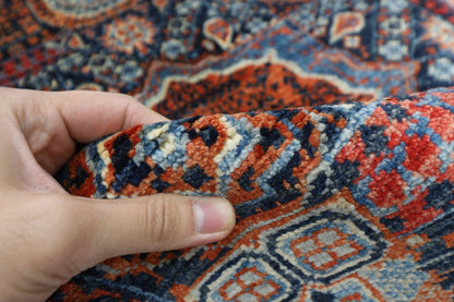 109 x 145 cm | Mamluk Blue Oriental Area Rug Afghan Hand Knotted Veg Dye Wool carpet - ART WOOL CARPET
