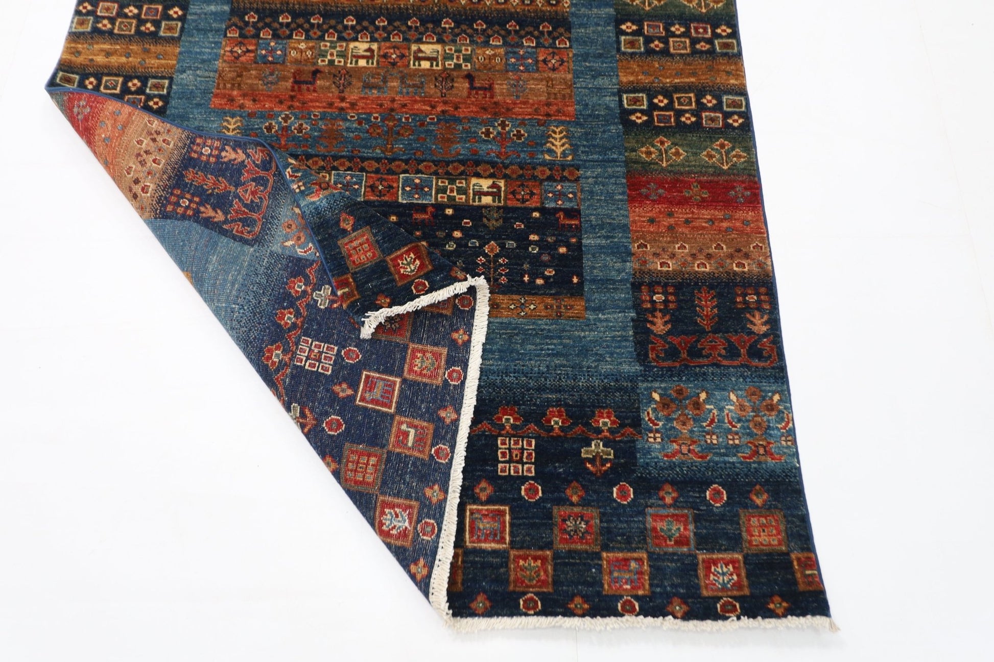121 x 188 cm | Gabbeh Area Rug Afghan Hand Knotted veg Dye Wool carpet - ART WOOL CARPET