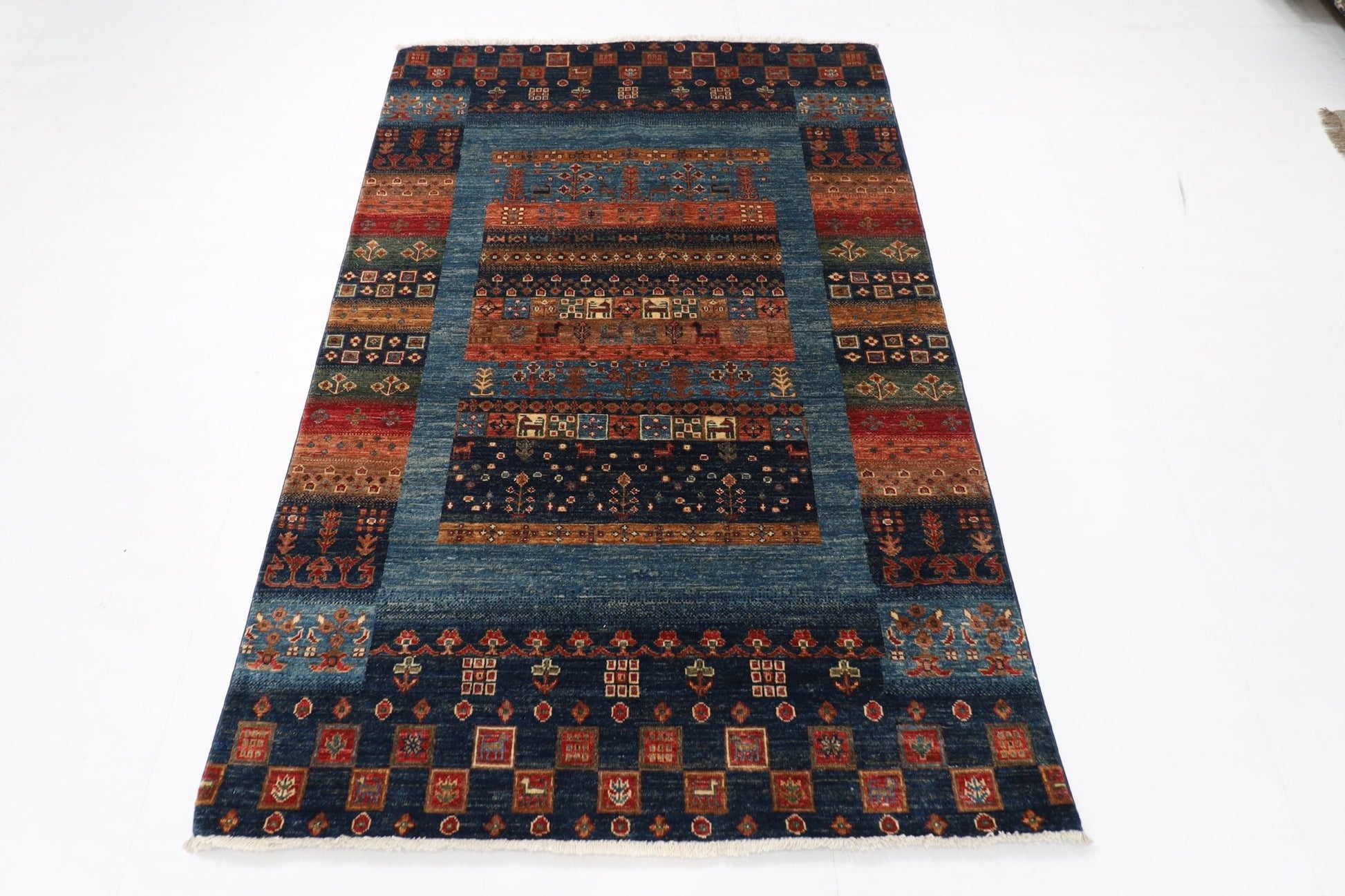 121 x 188 cm | Gabbeh Area Rug Afghan Hand Knotted veg Dye Wool carpet - ART WOOL CARPET