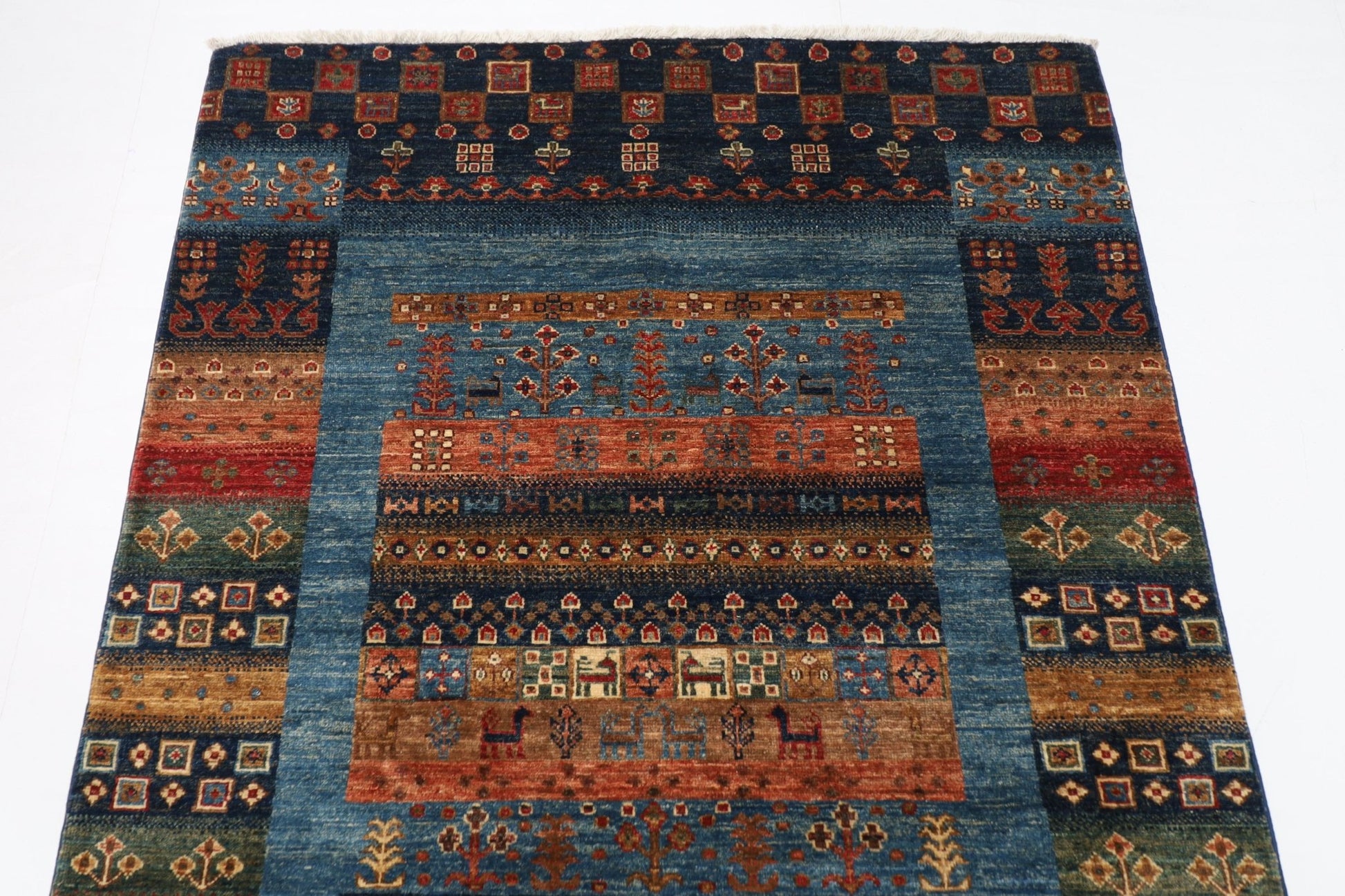121 x 188 cm | Gabbeh Area Rug Afghan Hand Knotted veg Dye Wool carpet - ART WOOL CARPET