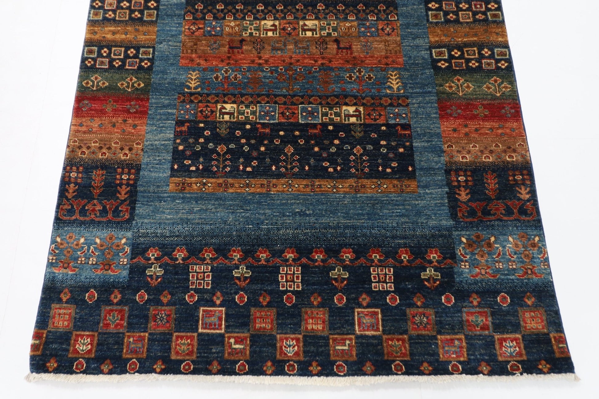 121 x 188 cm | Gabbeh Area Rug Afghan Hand Knotted veg Dye Wool carpet - ART WOOL CARPET