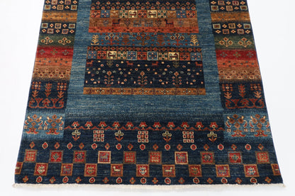 121 x 188 cm | Gabbeh Area Rug Afghan Hand Knotted veg Dye Wool carpet - ART WOOL CARPET