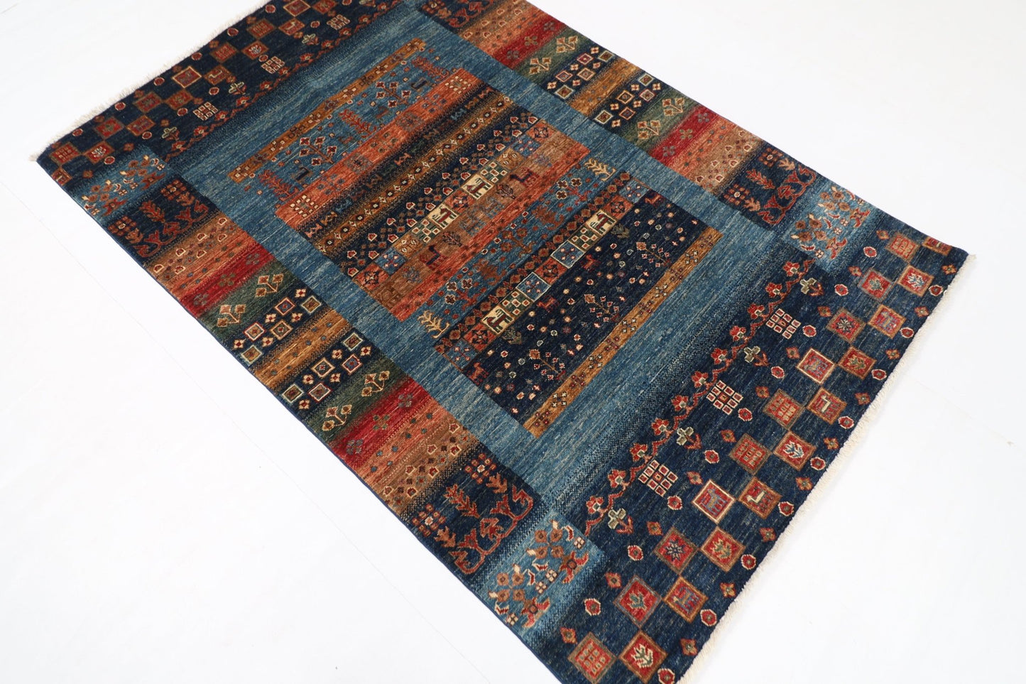 121 x 188 cm | Gabbeh Area Rug Afghan Hand Knotted veg Dye Wool carpet - ART WOOL CARPET