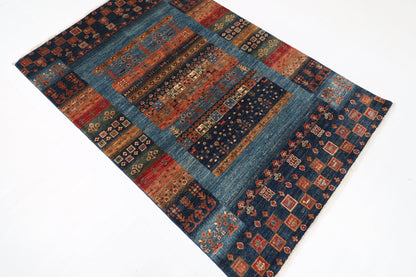 121 x 188 cm | Gabbeh Area Rug Afghan Hand Knotted veg Dye Wool carpet - ART WOOL CARPET