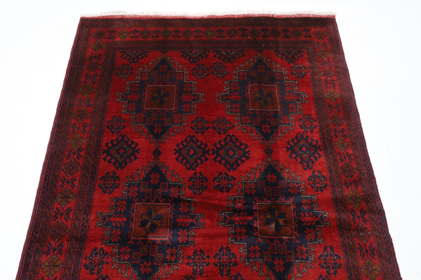 128 x 204 cm | Bokhara Red Oriental Area Rug Afghan Hand Knotted Wool carpet - ART WOOL CARPET