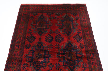 128 x 204 cm | Bokhara Red Oriental Area Rug Afghan Hand Knotted Wool carpet - ART WOOL CARPET