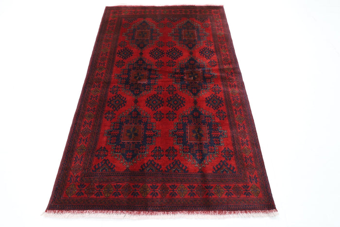 128 x 204 cm | Bokhara Red Oriental Area Rug Afghan Hand Knotted Wool carpet