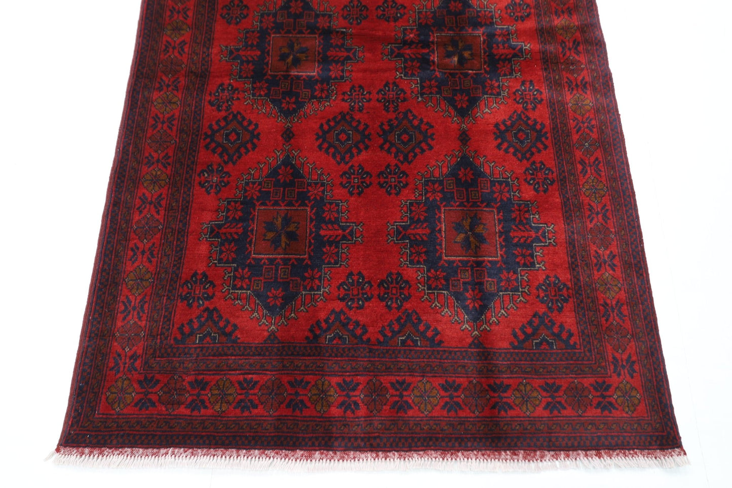 128 x 204 cm | Bokhara Red Oriental Area Rug Afghan Hand Knotted Wool carpet - ART WOOL CARPET