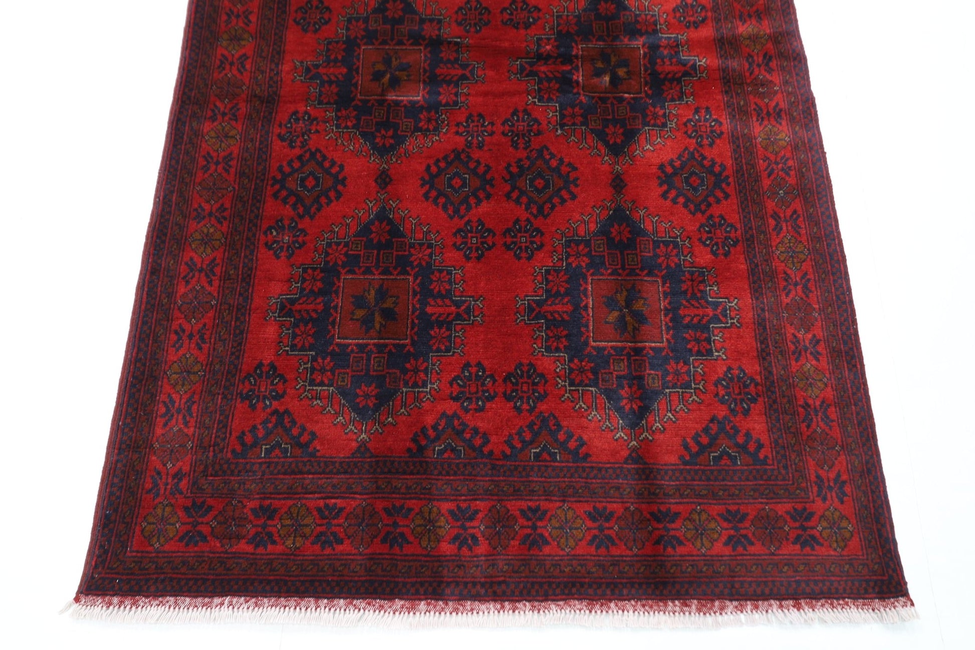 128 x 204 cm | Bokhara Red Oriental Area Rug Afghan Hand Knotted Wool carpet - ART WOOL CARPET