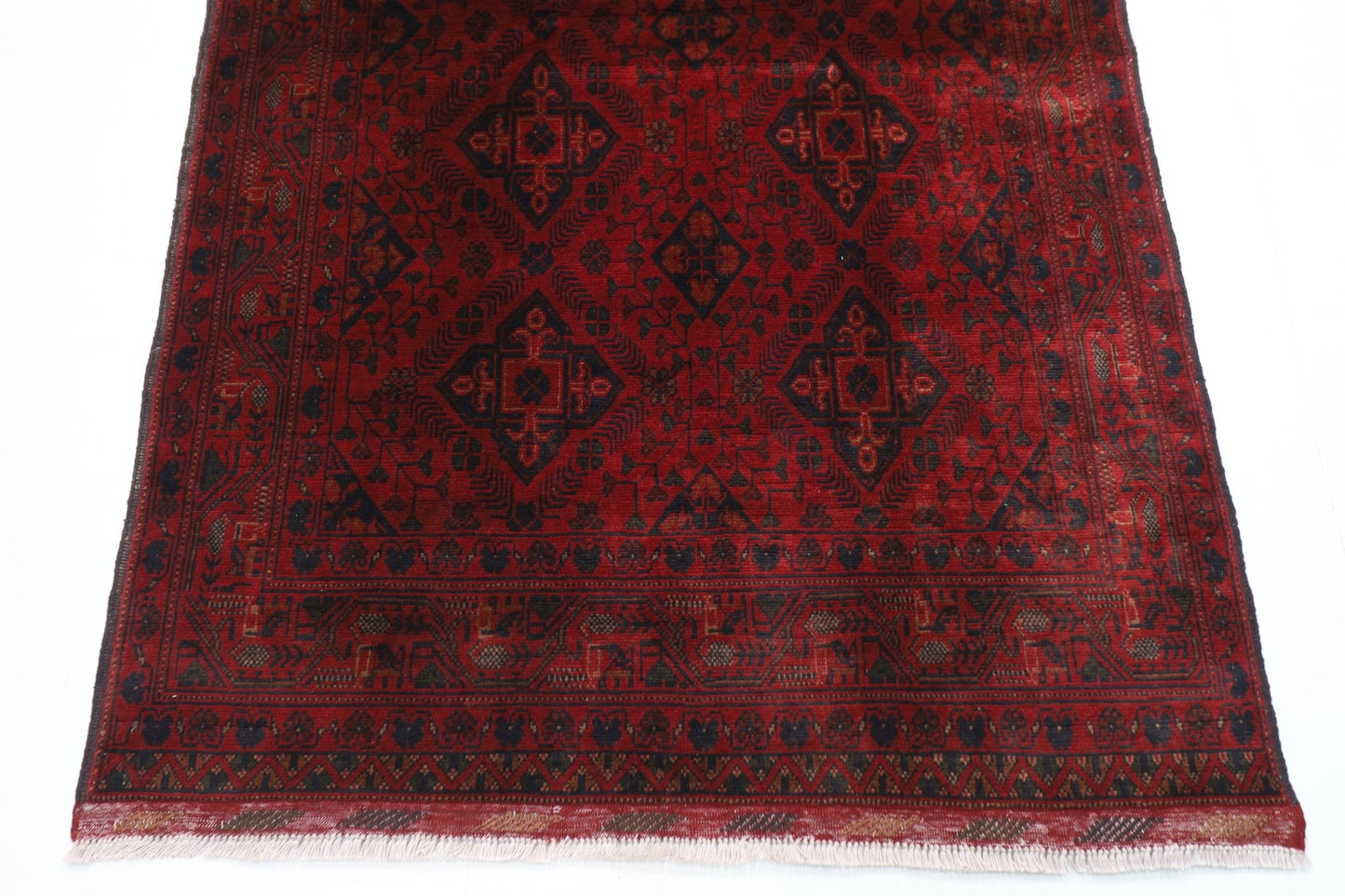128 x 206 cm | Bokhara Red Oriental Area Rug Afghan Hand Knotted Wool carpet - ART WOOL CARPET